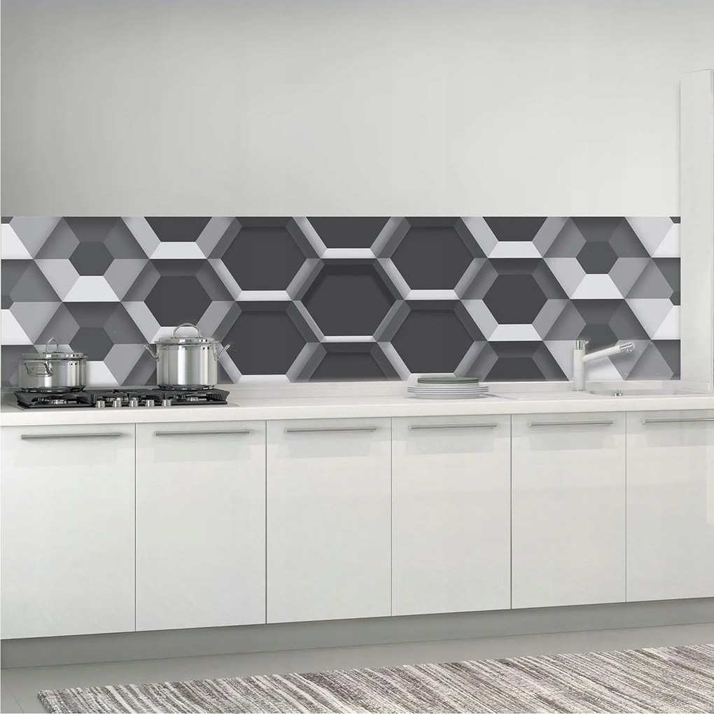 Flizelin fotótapéta Geometrikus kockák szürke absztrakt 250x60 +ragasztó