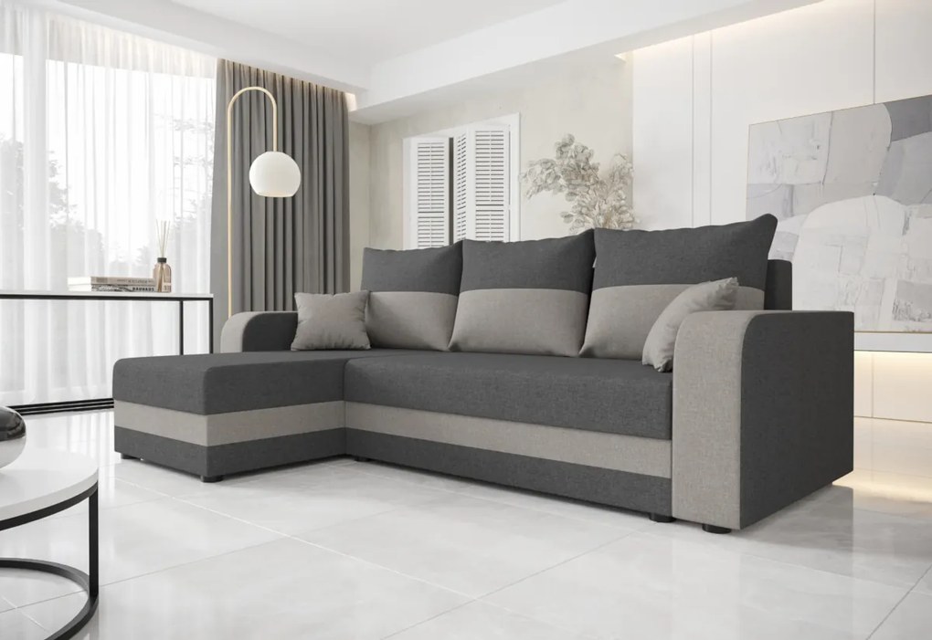 WELTA ágyazható sarok ülőgarnitúra, 235x85x139, szürke/fehér, mikrofáze10/fehér