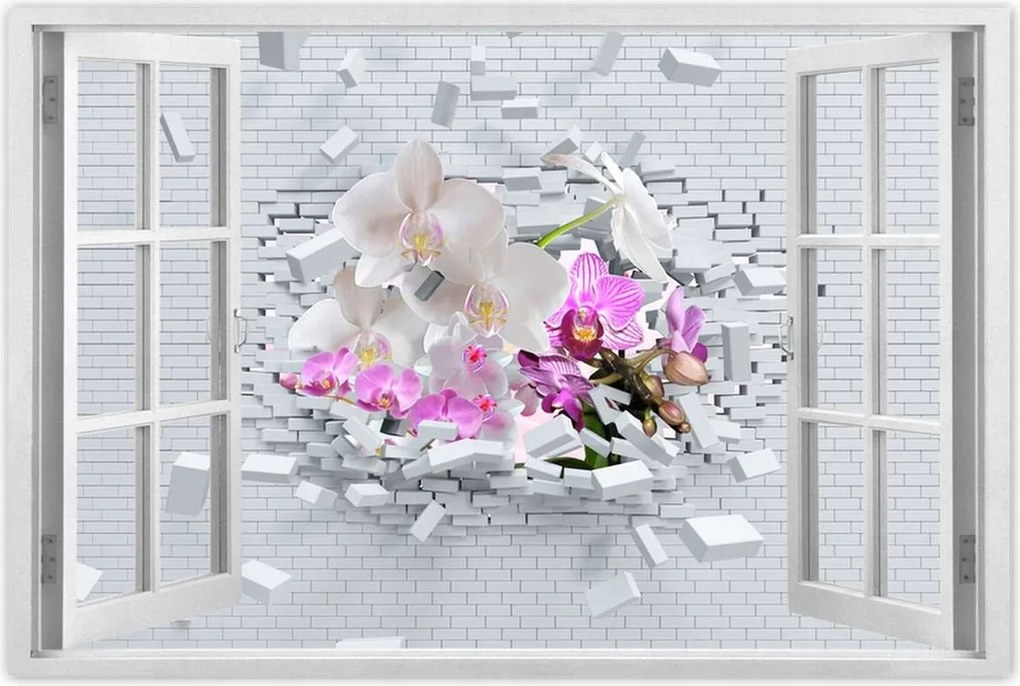 Poszterek 90x60 Orchidea a falon Virágok
