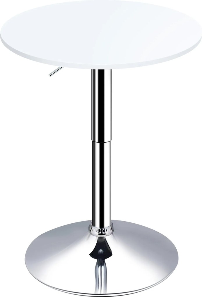 HOMCOM Magasságban Állítható Bárasztal Kerek Csúszásmentes Alappal Konyhai Étkezőhöz Ø60x69-93 cm Fehér | Aosom