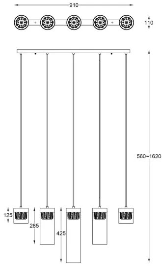 Zuma Line P0389-05E-F7AC - Kristálycsillár zsinóron GEM 5xG9/28W/230V