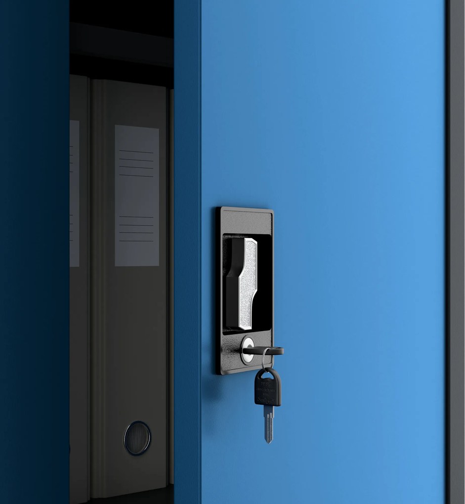 Fém iratszekrény JAN II, 1150 x 1850 x 400 mm, antracit-kék