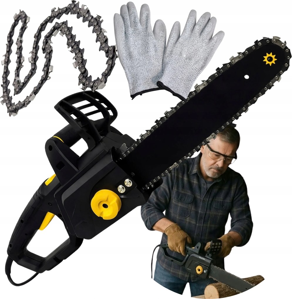 Elektromos Láncfűrész Fafűrész 1230W vezetősín 40cm Otthon Kert