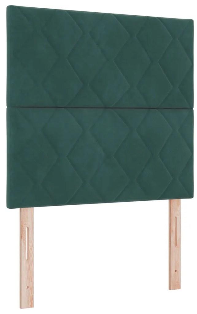 Box Spring Ágy Matraccal és Pad Sötét Zöld 90x190 cm Bársonyos