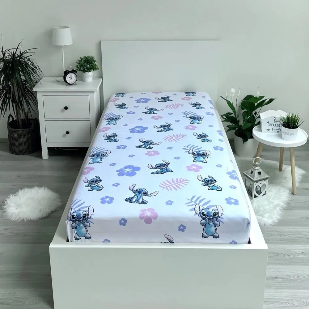 Gumis egyszemélyes pamut gyerek lepedő 90x200 cm Lilo and Stitch – Jerry Fabrics