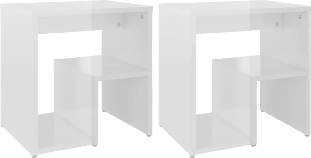 vidaXL 2 db magasfényű fehér szerelt fa éjjeliszekrény 40 x 30 x 40 cm