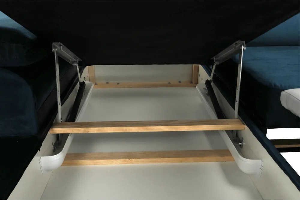 Sarokülőgarnitúra, kék, balos kivitel, AMARETA