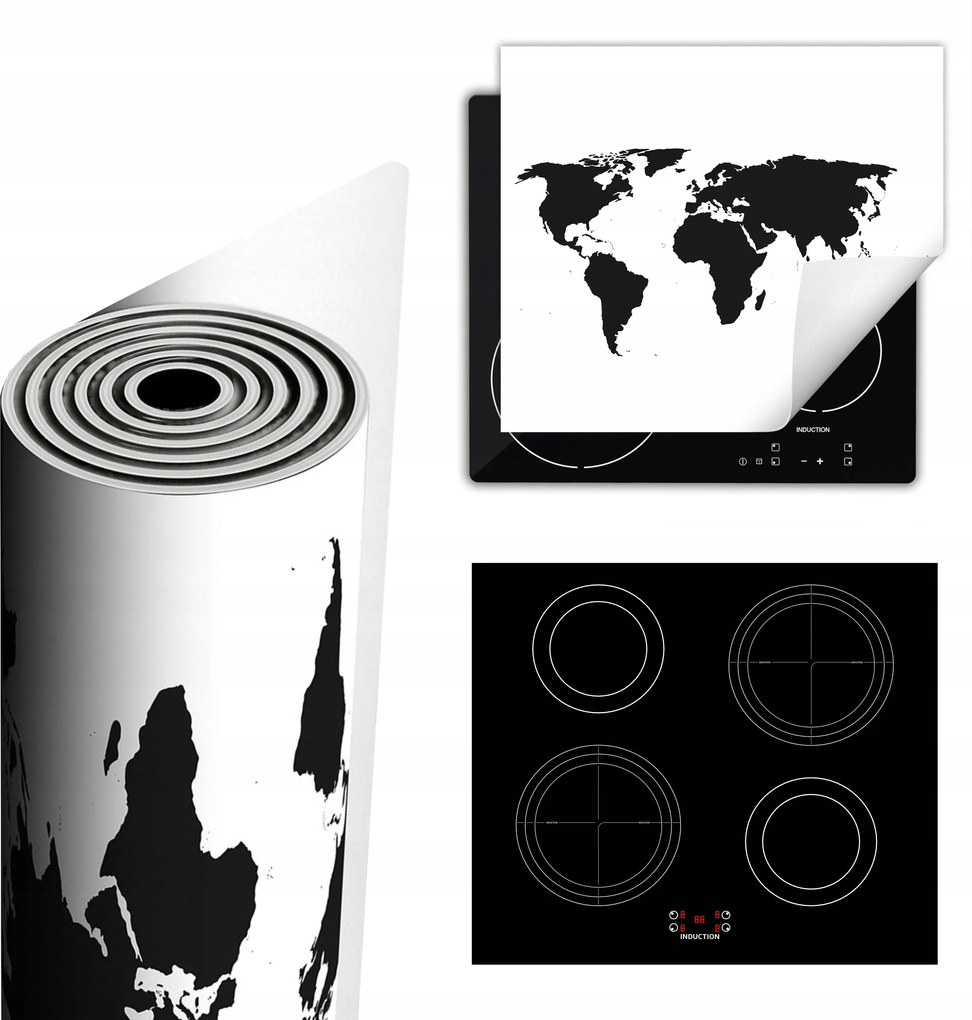 Tűzhelyvédő Szőnyeg Több Helyet Biztosít 60x52 fekete térkép