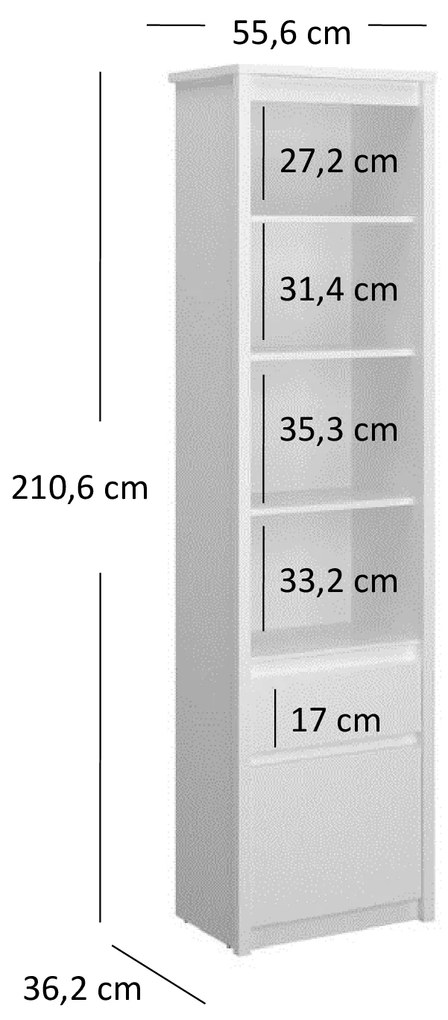 Regál Ethan 1D1S (fehér). 1052907