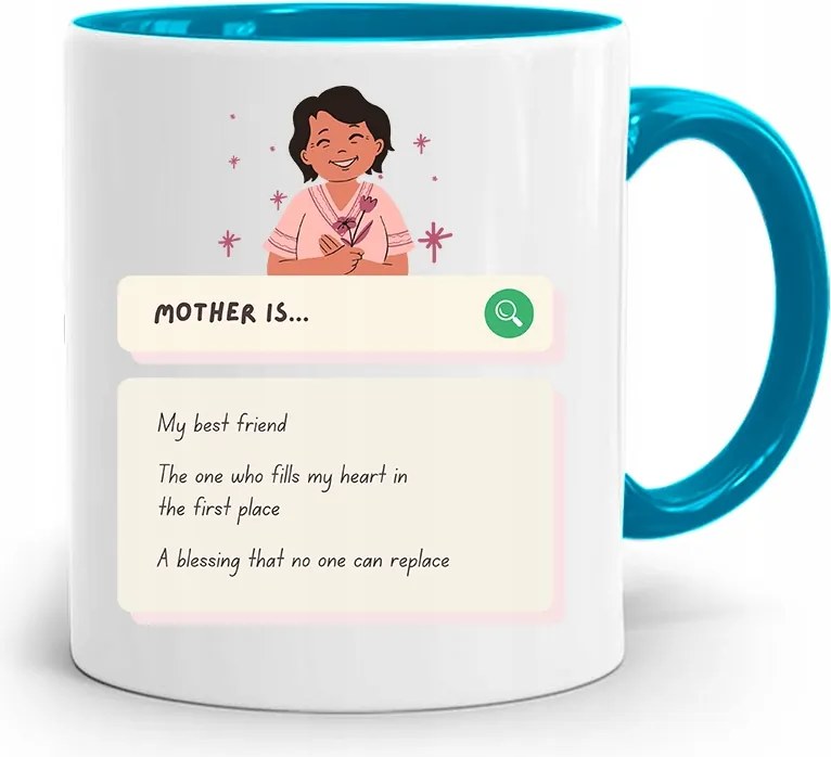 Kék Bögre Anyák Napjára Mother Is... fényképes nyomattal