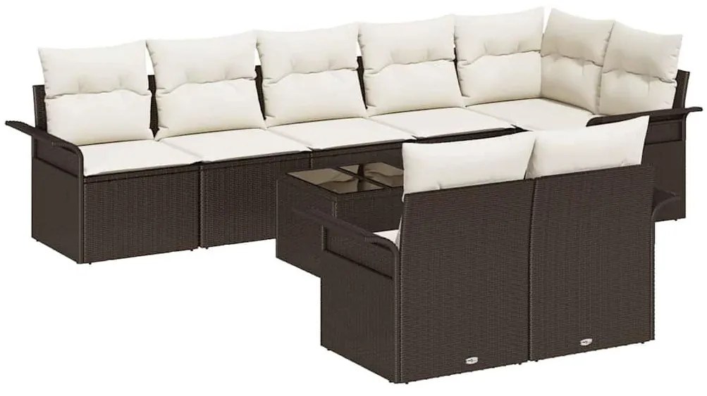 Kerti Kanapé Szett párnával tárolóval 9 pcs Barna Poli rattan