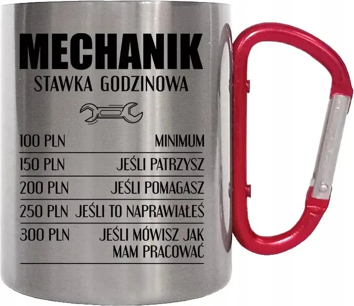 Fém bögre karabinerrel a szerelő számára Óradíj szerelő