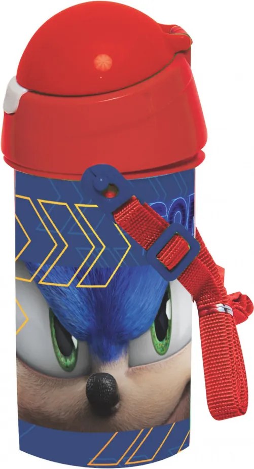 Sonic a sündisznó Speed műanyag szívószálas kulacs akasztóval 500 ml