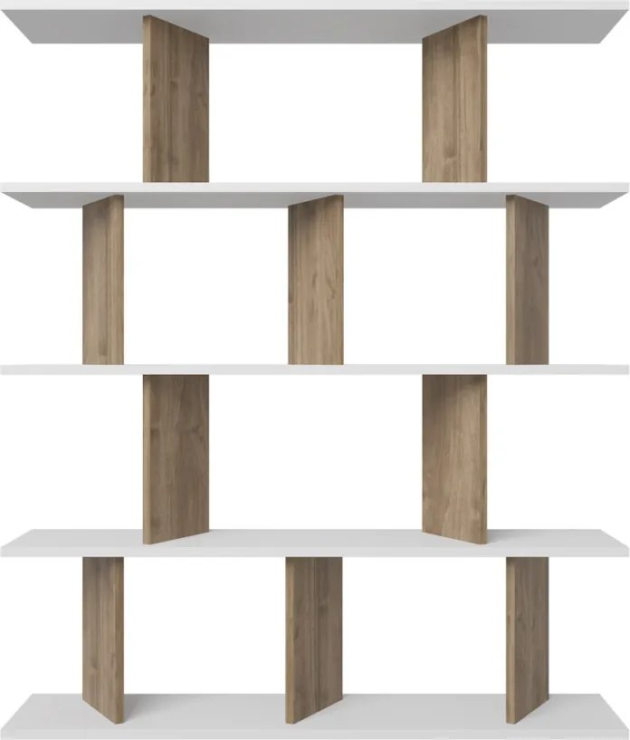 Grace könyvespolc, fehér-dió, 120 cm