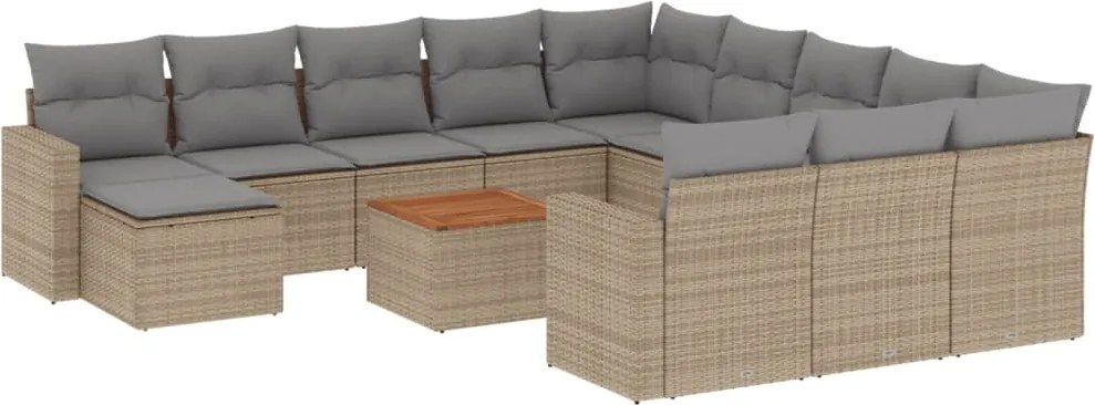 vidaXL 13 részes bézs polyrattan kerti ülőgarnitúra párnákkal