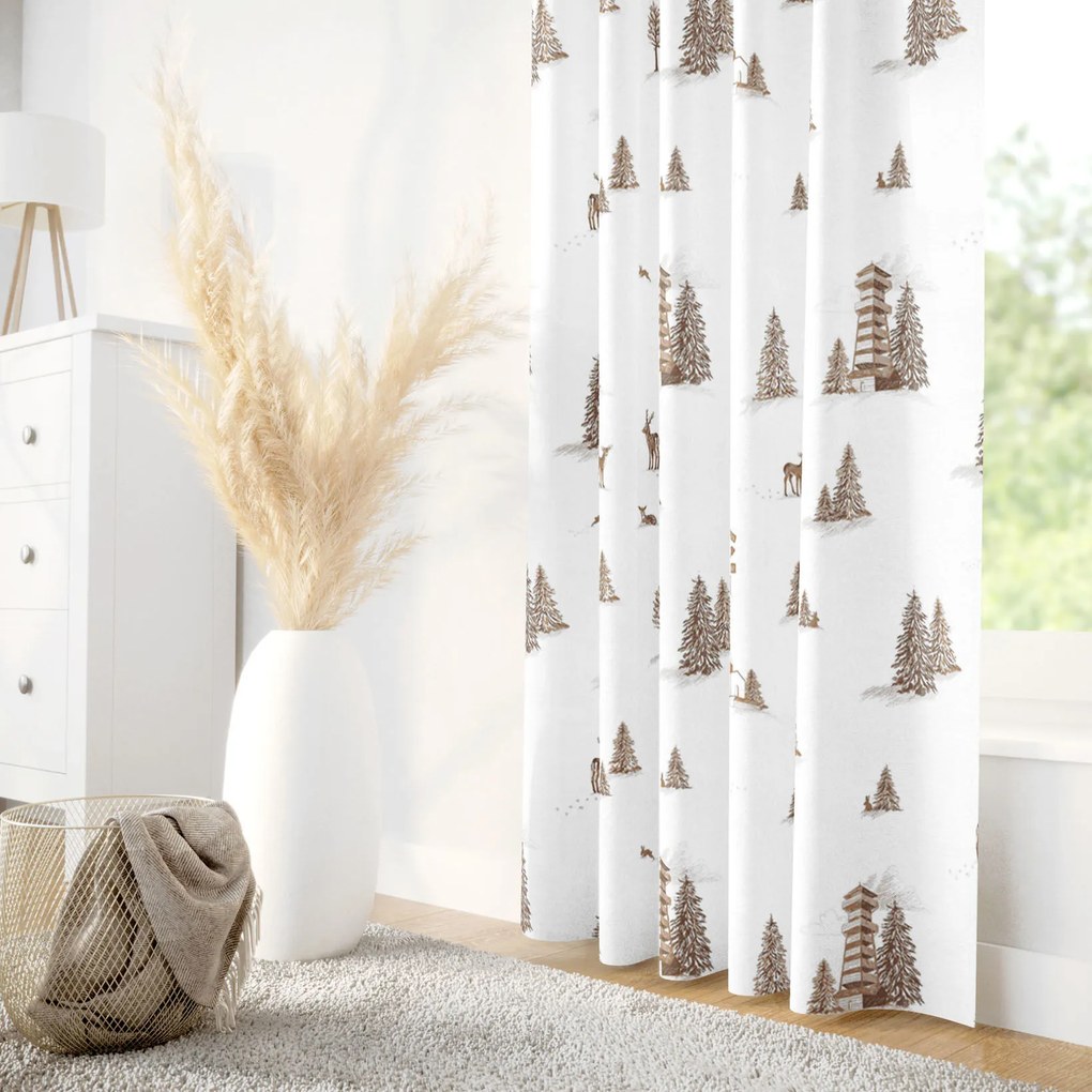 Goldea karácsonyi pamut drapéria - hegyvidéki táj 180x150 cm