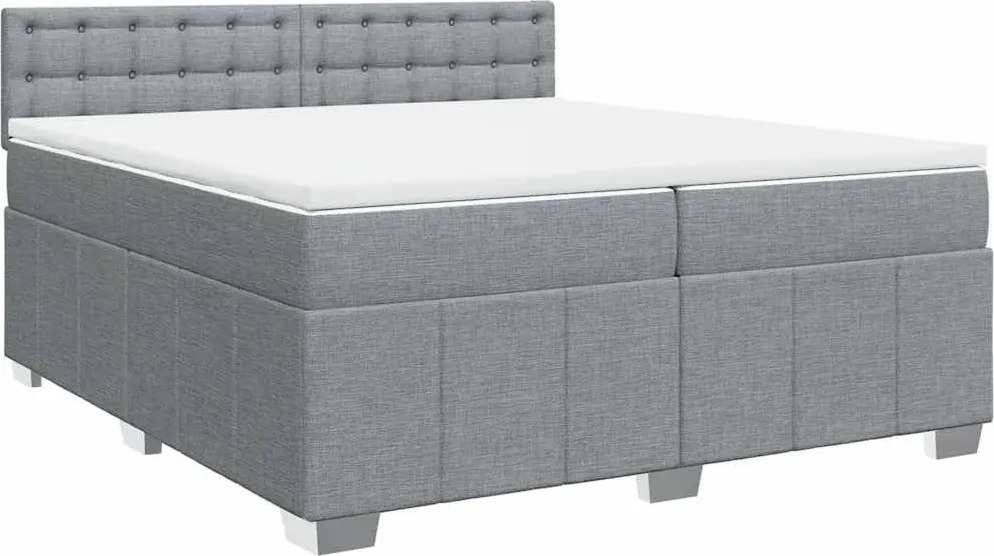 vidaXL világosszürke szövet rugós ágy matraccal 200 x 200 cm