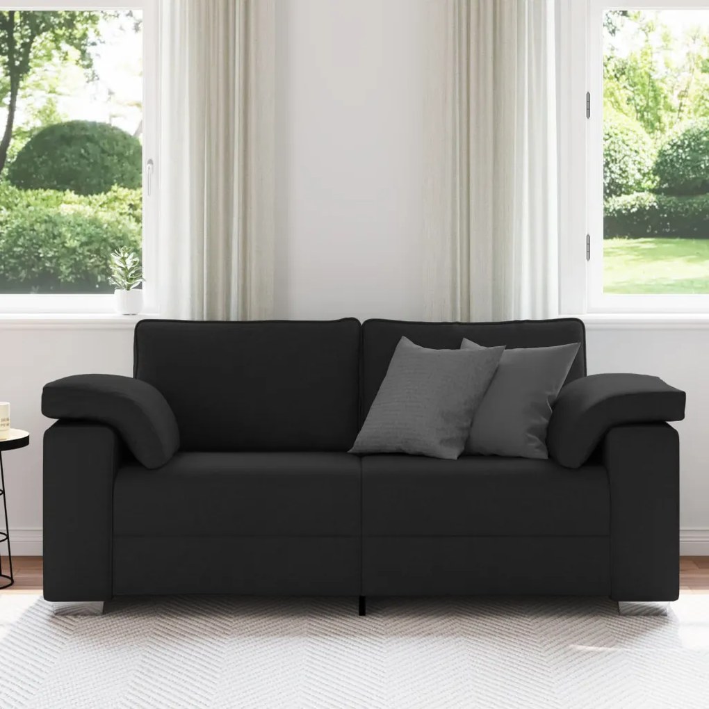 Két személyes kanapé Fekete 140 cm Textil
