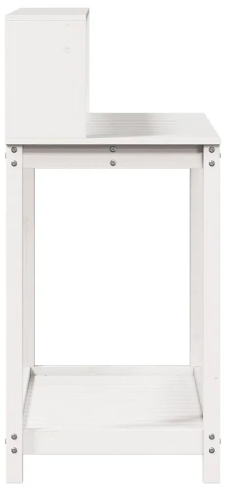 fehér tömör fenyőfa ültetőasztal polccal 108 x 50 x 109,5 cm
