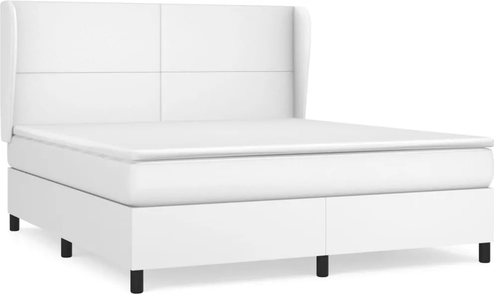 vidaXL fehér műbőr rugós ágy matraccal 180 x 200 cm