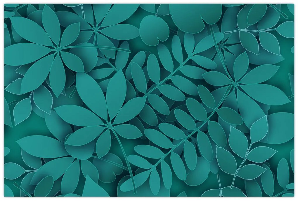 Kép - Türkiz levelek (90x60 cm)