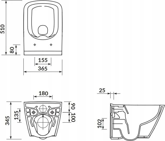 Cersanit City Square CleanOn, függő WC csésze ülőke nélkül, fehér, K35-041