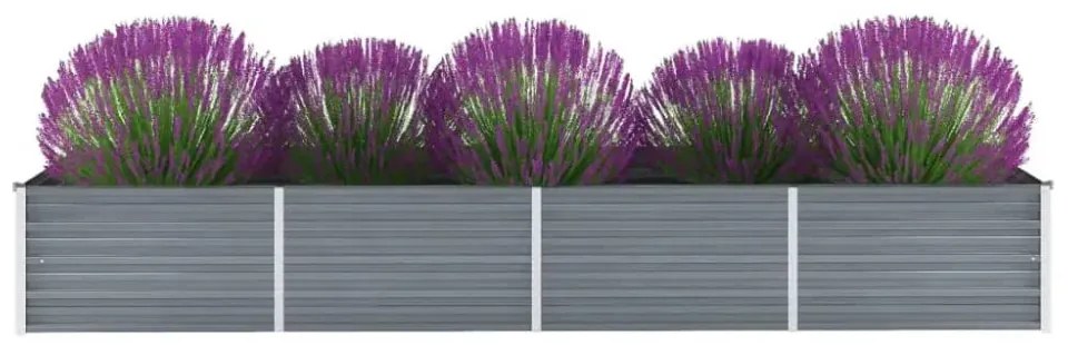 Szürke horganyzott acél kerti virágtartó 320 x 80 x 45 cm