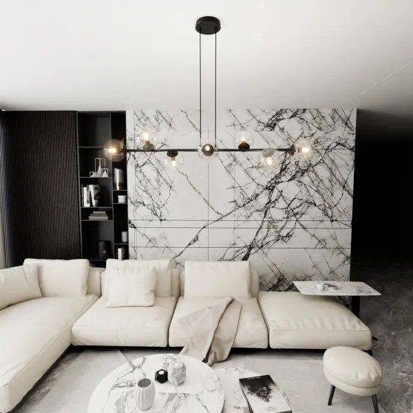 Csillár zsinóron ROSSI 8xE14/10W/230V fekete/átlátszó