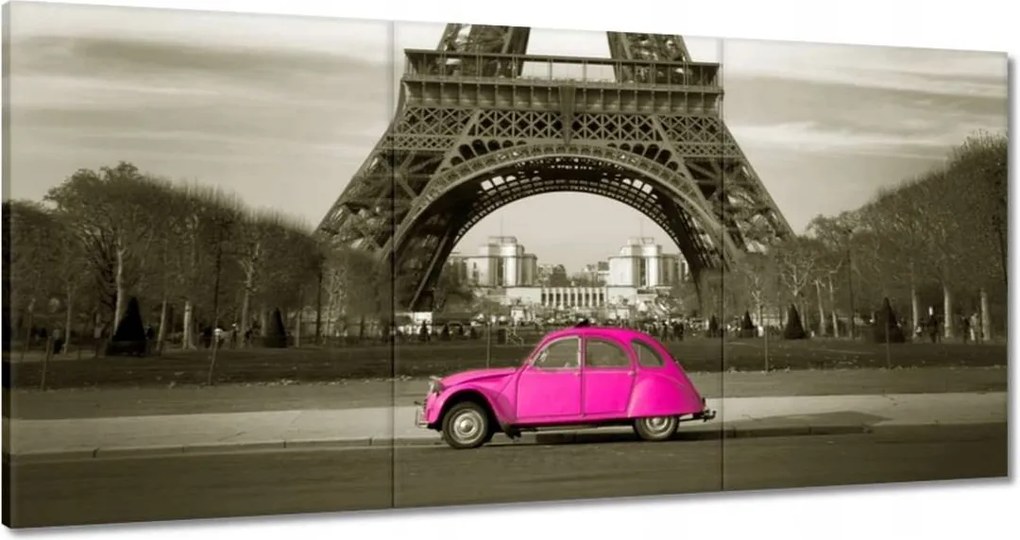 Vászonkép 180x90 Rózsaszín Citroen Párizsban
