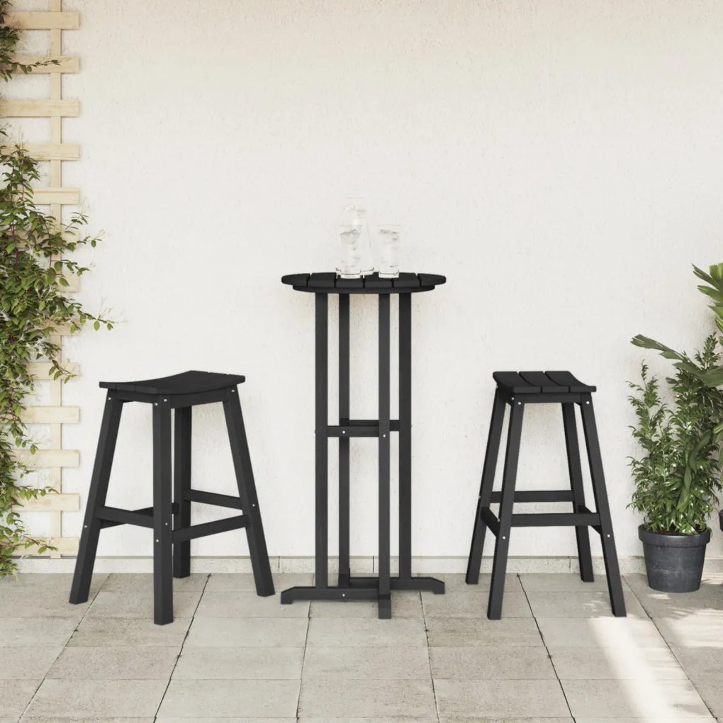 3 részes kert bár szett fekete HDPE