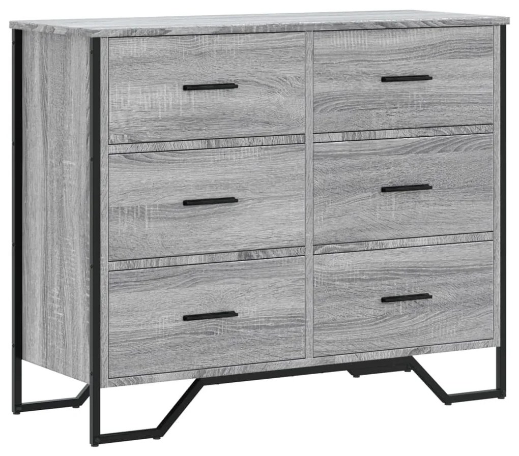 szürke sonoma színű szerelt fa komód 91 x 35,5 x 74,5 cm