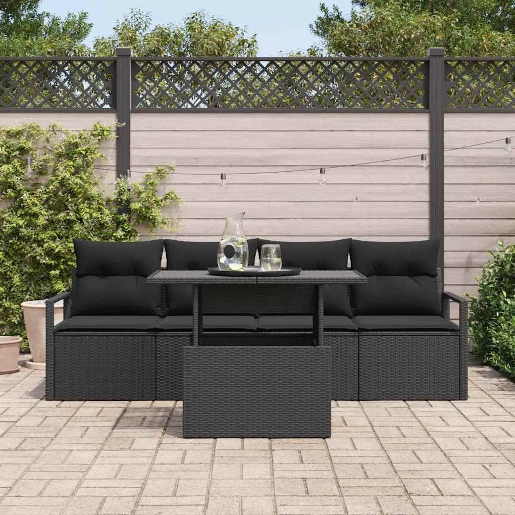 Kerti Kanapé Szett párnával 5 pcs Fekete 100 x 55 x 73 cm
