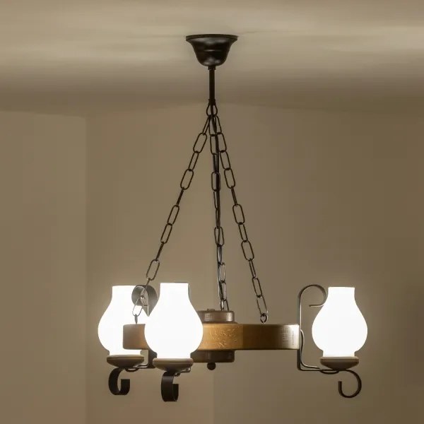 Brilagi - Csillár láncon ROATA 3xE14/40W/230V bükkfa/dió