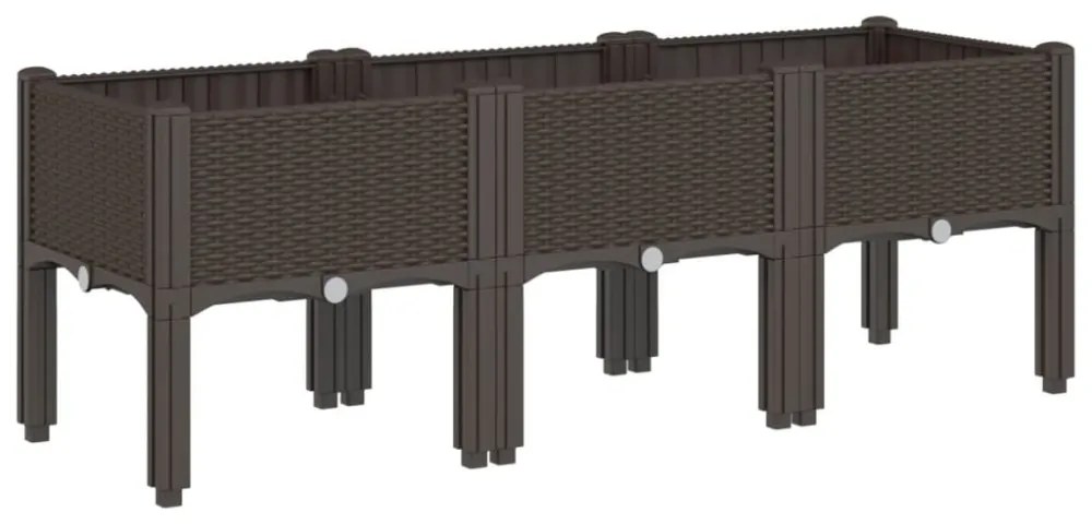 vidaXL barna PP rácsos kerti ültetőláda 120 x 40 x 42 cm