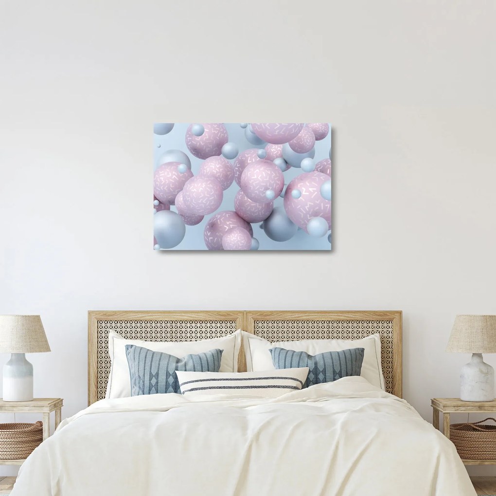 Absztrakt kép - Pasztell gömbök (üvegen) (70x50 cm)