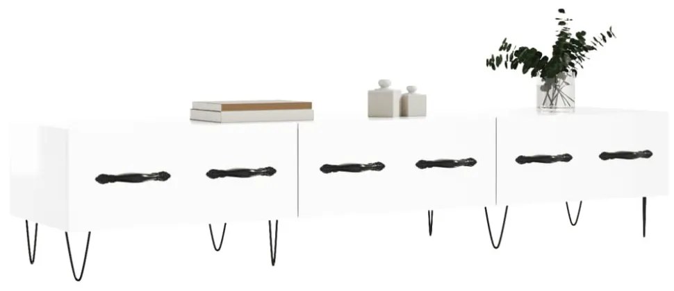 fehér magasfényű szerelt fa TV-szekrény 150x36x30 cm