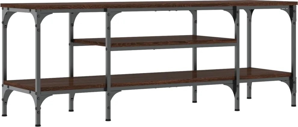 vidaXL barna tölgyszínű szerelt fa és vas TV-szekrény 121x35x45 cm
