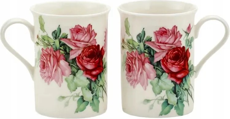Két porcelán bögre szett 2 db bögre virágok rózsák ajándék szett
