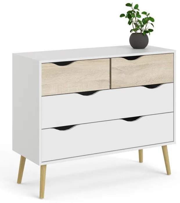 Fehér komód OSLO 75395 4 fiókkal