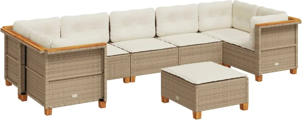 vidaXL 8 részes bézs polyrattan kerti ülőgarnitúra párnával