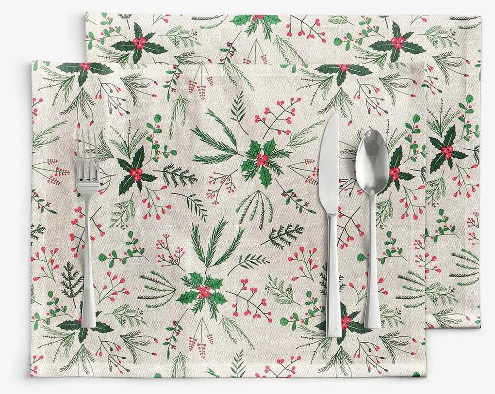 Goldea karácsonyi valencia 2 darabos reggeliző alátét - erdei ágcskák 30 x 40 cm