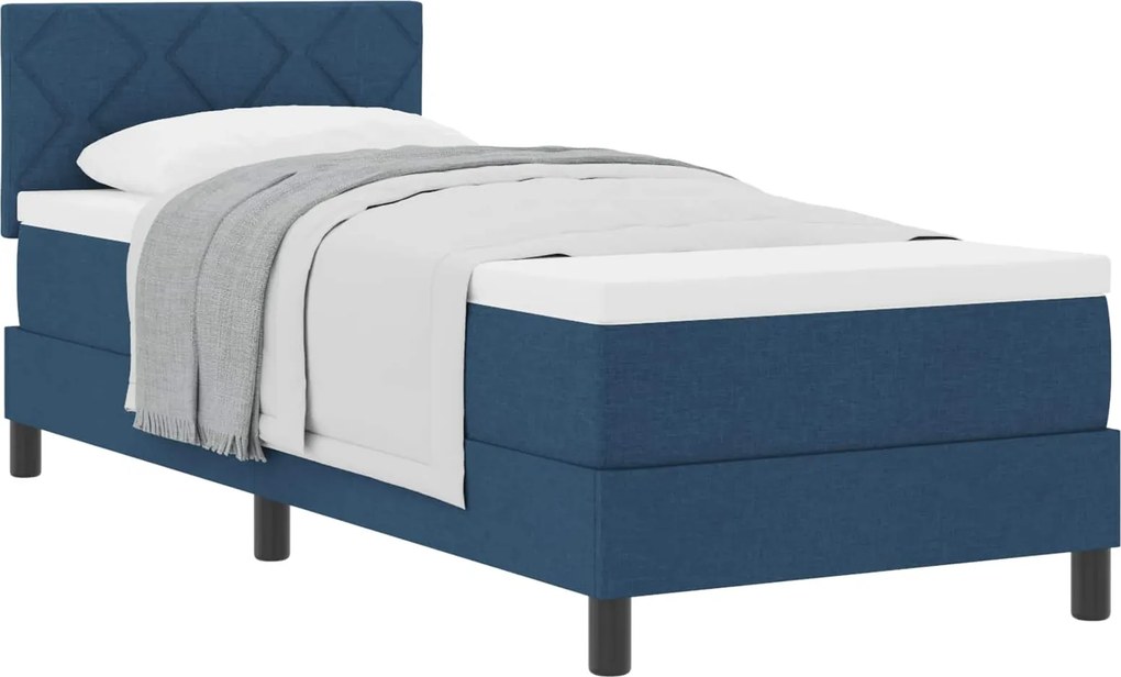 vidaXL Boxrugós ágy matracmal fejtámlával Kék 80 x 200 cm szövet