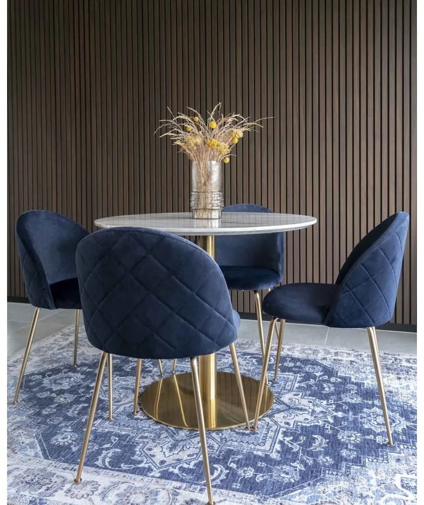 Kék-aranyszínű bársony étkezőszék szett 2 db-os Geneve – House Nordic