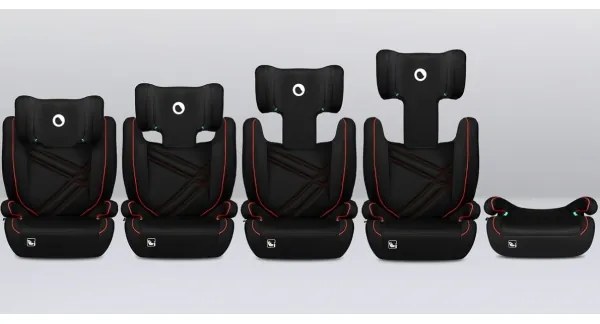 Lionelo - Autósülés HUGO i-Méret 100-150 cm fekete/piros