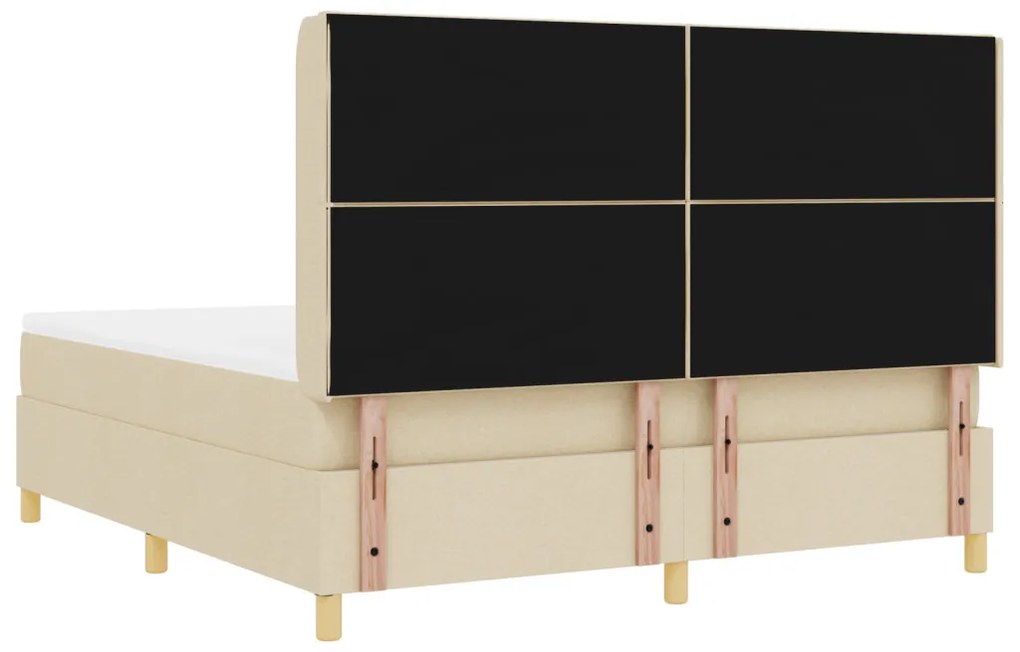 Boxspring Ágy Mattal és LED Fényekkel Krém 180x200 cm Textil