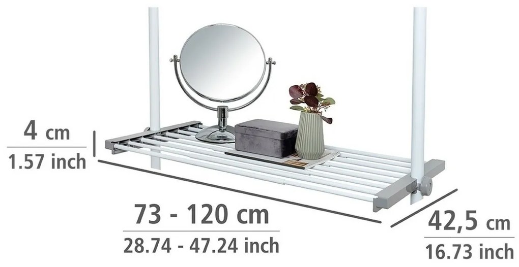 Wenko Teleszkopikus drótpolc Herkules, 73–120 cm,fehér