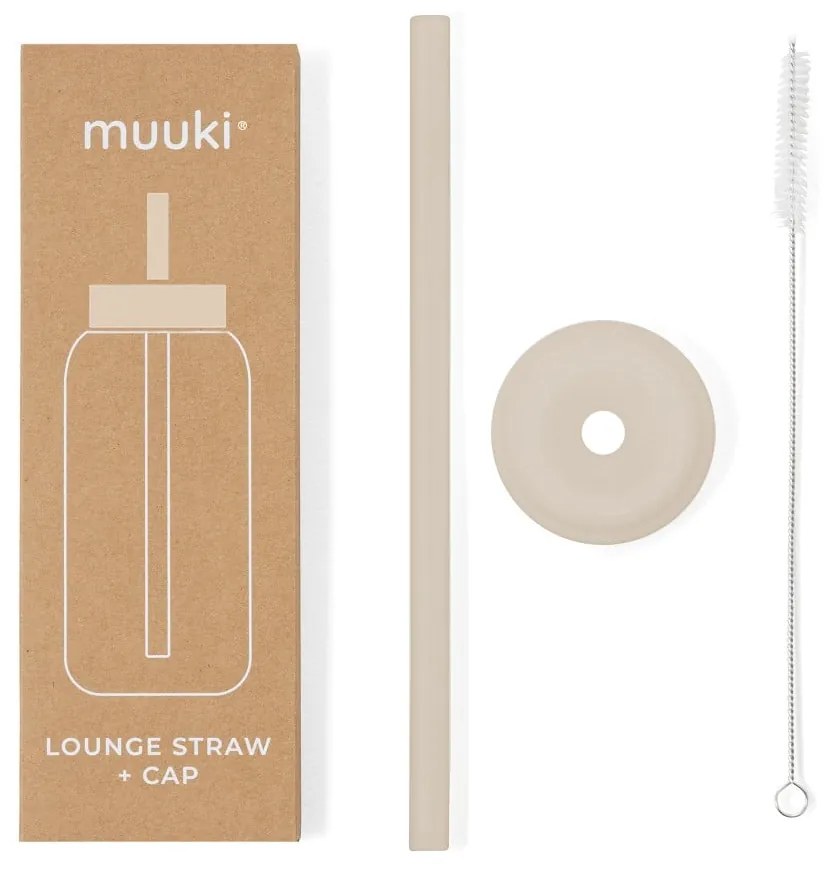 Szilikon szívószál tisztítókefével-fedéllel Summer Sand – Muuki