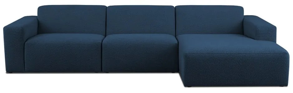 Sötétkék buklé sarokkanapé (jobb oldali) Roxy – Scandic