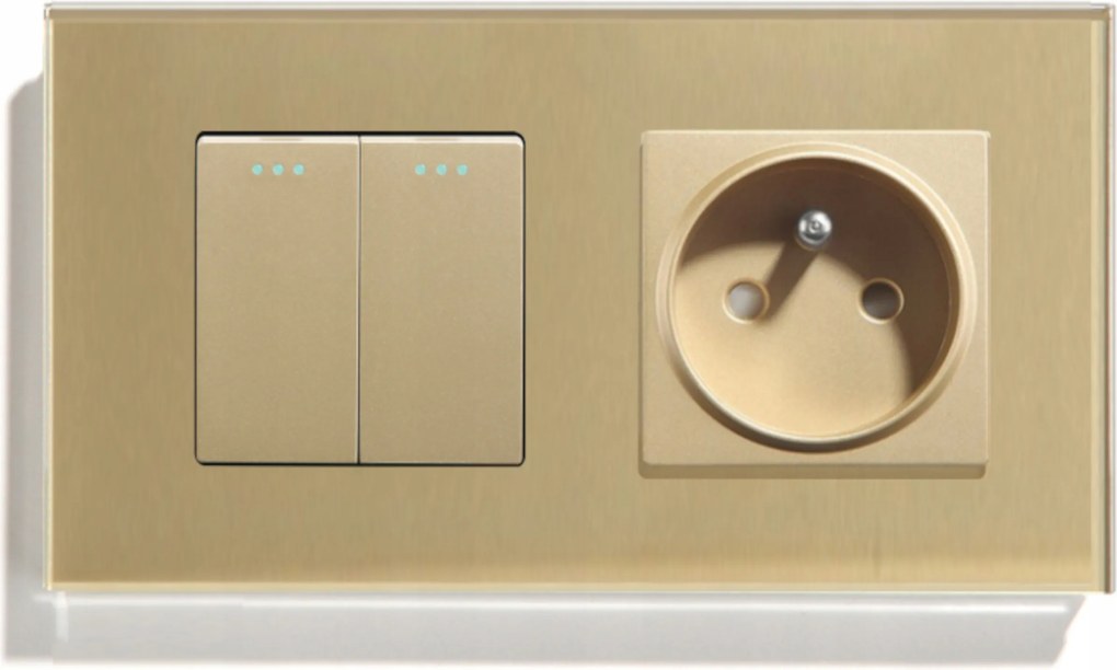 Billentyűkapcsoló Dupla 2K Lépcsős Üveg Klasszikus Konnektor