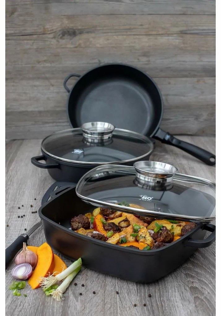 Elo 19632 Sütőedény üveg fedéllel és aromafogantyúval Alucast 32 cm, 32 cm